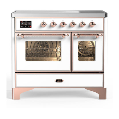 ILVE Majestic III 40-Inch Induction Range with 6 Induction Elements, 3.82 cu. ft. Oven, White with Copper Trim, Triple Glass Door, UMDIB40NR3WHP