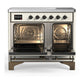 ILVE Majestic III 40-Inch Induction Range with 6 Induction Elements, 3.82 cu. ft. Oven, Antique White with Burnished Trim, Solid Door, UMDIB40QNR3AWB