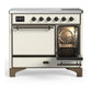 ILVE Majestic III 40-Inch Induction Range with 6 Induction Elements, 3.82 cu. ft. Oven, Antique White with Burnished Trim, Solid Door, UMDIB40QNR3AWB