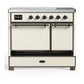 ILVE Majestic III 40-Inch Induction Range with 6 Induction Elements, 3.82 cu. ft. Oven, Antique White with Burnished Trim, Solid Door, UMDIB40QNR3AWB