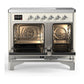 ILVE Majestic III 40-Inch Induction Range with 6 Induction Elements, 3.82 cu. ft. Oven, Antique White with Chrome Trim, Solid Door, UMDIB40QNR3AWC