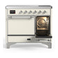ILVE Majestic III 40-Inch Induction Range with 6 Induction Elements, 3.82 cu. ft. Oven, Antique White with Chrome Trim, Solid Door, UMDIB40QNR3AWC
