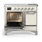 ILVE Majestic III 40-Inch Induction Range with 6 Induction Elements, 3.82 cu. ft. Oven, Antique White with Chrome Trim, Solid Door, UMDIB40QNR3AWC