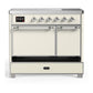 ILVE Majestic III 40-Inch Induction Range with 6 Induction Elements, 3.82 cu. ft. Oven, Antique White with Chrome Trim, Solid Door, UMDIB40QNR3AWC