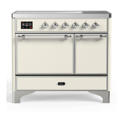ILVE Majestic III 40-Inch Induction Range with 6 Induction Elements, 3.82 cu. ft. Oven, Antique White with Chrome Trim, Solid Door, UMDIB40QNR3AWC
