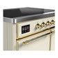 ILVE Majestic III 40-Inch Induction Range with 6 Induction Elements, 3.82 cu. ft. Oven, Antique White with Brass Trim, Solid Door, UMDIB40QNR3AWG