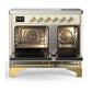 ILVE Majestic III 40-Inch Induction Range with 6 Induction Elements, 3.82 cu. ft. Oven, Antique White with Brass Trim, Solid Door, UMDIB40QNR3AWG