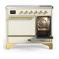 ILVE Majestic III 40-Inch Induction Range with 6 Induction Elements, 3.82 cu. ft. Oven, Antique White with Brass Trim, Solid Door, UMDIB40QNR3AWG