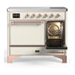 ILVE Majestic III 40-Inch Induction Range with 6 Induction Elements, 3.82 cu. ft. Oven, Antique White with Copper Trim, Solid Door, UMDIB40QNR3AWP