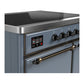 ILVE Majestic III 40-Inch Induction Range with 6 Induction Elements, 3.82 cu. ft. Oven, Blue Grey with Burnished Trim, Solid Door, UMDIB40QNR3BGB
