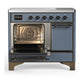 ILVE Majestic III 40-Inch Induction Range with 6 Induction Elements, 3.82 cu. ft. Oven, Blue Grey with Burnished Trim, Solid Door, UMDIB40QNR3BGB