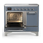 ILVE Majestic III 40-Inch Induction Range with 6 Induction Elements, 3.82 cu. ft. Oven, Blue Grey with Chrome Trim, Solid Door, UMDIB40QNR3BGC