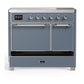 ILVE Majestic III 40-Inch Induction Range with 6 Induction Elements, 3.82 cu. ft. Oven, Blue Grey with Chrome Trim, Solid Door, UMDIB40QNR3BGC