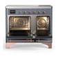 ILVE Majestic III 40-Inch Induction Range with 6 Induction Elements, 3.82 cu. ft. Oven, Blue Grey with Copper Trim, Solid Door, UMDIB40QNR3BGP