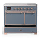 ILVE Majestic III 40-Inch Induction Range with 6 Induction Elements, 3.82 cu. ft. Oven, Blue Grey with Copper Trim, Solid Door, UMDIB40QNR3BGP