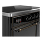 ILVE Majestic III 40-Inch Induction Range with 6 Induction Elements, 3.82 cu. ft. Oven, Glossy Black with Burnished Trim, Solid Door, UMDIB40QNR3BKB