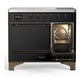 ILVE Majestic III 40-Inch Induction Range with 6 Induction Elements, 3.82 cu. ft. Oven, Glossy Black with Burnished Trim, Solid Door, UMDIB40QNR3BKB