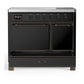 ILVE Majestic III 40-Inch Induction Range with 6 Induction Elements, 3.82 cu. ft. Oven, Glossy Black with Burnished Trim, Solid Door, UMDIB40QNR3BKB