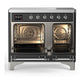 ILVE Majestic III 40-Inch Induction Range with 6 Induction Elements, 3.82 cu. ft. Oven, Glossy Black with Chrome Trim, Solid Door, UMDIB40QNR3BKC