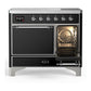 ILVE Majestic III 40-Inch Induction Range with 6 Induction Elements, 3.82 cu. ft. Oven, Glossy Black with Chrome Trim, Solid Door, UMDIB40QNR3BKC