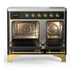 ILVE Majestic III 40-Inch Induction Range with 6 Induction Elements, 3.82 cu. ft. Oven, Glossy Black with Brass Trim, Solid Door, UMDIB40QNR3BKG