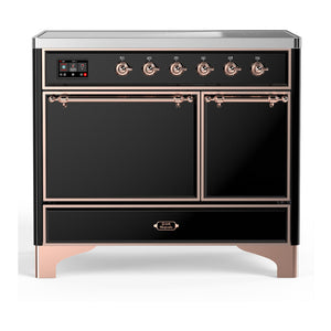 ILVE Majestic III 40-Inch Induction Range with 6 Induction Elements, 3.82 cu. ft. Oven, Glossy Black with Copper Trim, Solid Door, UMDIB40QNR3BKP
