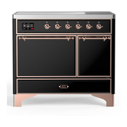 ILVE Majestic III 40-Inch Induction Range with 6 Induction Elements, 3.82 cu. ft. Oven, Glossy Black with Copper Trim, Solid Door, UMDIB40QNR3BKP