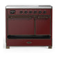 ILVE Majestic III 40-Inch Induction Range with 6 Induction Elements, 3.82 cu. ft. Oven, Burgundy with Burnished Trim, Solid Door, UMDIB40QNR3BUB