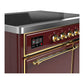 ILVE Majestic III 40-Inch Induction Range with 6 Induction Elements, 3.82 cu. ft. Oven, Burgundy with Brass Trim, Solid Door, UMDIB40QNR3BUG