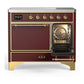 ILVE Majestic III 40-Inch Induction Range with 6 Induction Elements, 3.82 cu. ft. Oven, Burgundy with Brass Trim, Solid Door, UMDIB40QNR3BUG
