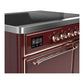 ILVE Majestic III 40-Inch Induction Range with 6 Induction Elements, 3.82 cu. ft. Oven, Burgundy with Copper Trim, Solid Door, UMDIB40QNR3BUP