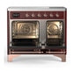 ILVE Majestic III 40-Inch Induction Range with 6 Induction Elements, 3.82 cu. ft. Oven, Burgundy with Copper Trim, Solid Door, UMDIB40QNR3BUP