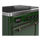 ILVE Majestic III 40-Inch Induction Range with 6 Induction Elements, 3.82 cu. ft. Oven, Emerald Green with Burnished Trim, Solid Door, UMDIB40QNR3EGB