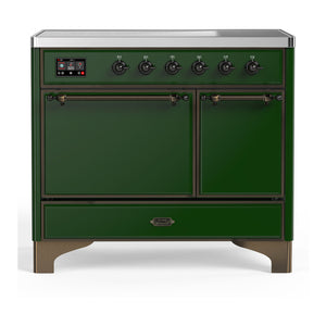 ILVE Majestic III 40-Inch Induction Range with 6 Induction Elements, 3.82 cu. ft. Oven, Emerald Green with Burnished Trim, Solid Door, UMDIB40QNR3EGB