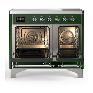 ILVE Majestic III 40-Inch Induction Range with 6 Induction Elements, 3.82 cu. ft. Oven, Emerald Green with Chrome Trim, Solid Door, UMDIB40QNR3EGC