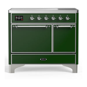 ILVE Majestic III 40-Inch Induction Range with 6 Induction Elements, 3.82 cu. ft. Oven, Emerald Green with Chrome Trim, Solid Door, UMDIB40QNR3EGC