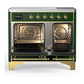 ILVE Majestic III 40-Inch Induction Range with 6 Induction Elements, 3.82 cu. ft. Oven, Emerald Green with Brass Trim, Solid Door, UMDIB40QNR3EGG