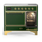 ILVE Majestic III 40-Inch Induction Range with 6 Induction Elements, 3.82 cu. ft. Oven, Emerald Green with Brass Trim, Solid Door, UMDIB40QNR3EGG