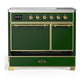 ILVE Majestic III 40-Inch Induction Range with 6 Induction Elements, 3.82 cu. ft. Oven, Emerald Green with Brass Trim, Solid Door, UMDIB40QNR3EGG