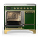 ILVE Majestic III 40-Inch Induction Range with 6 Induction Elements, 3.82 cu. ft. Oven, Emerald Green with Brass Trim, Solid Door, UMDIB40QNR3EGG