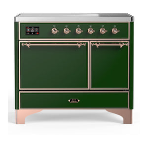 ILVE Majestic III 40-Inch Induction Range with 6 Induction Elements, 3.82 cu. ft. Oven, Emerald Green with Copper Trim, Solid Door, UMDIB40QNR3EGP