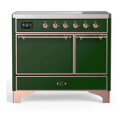 ILVE Majestic III 40-Inch Induction Range with 6 Induction Elements, 3.82 cu. ft. Oven, Emerald Green with Copper Trim, Solid Door, UMDIB40QNR3EGP