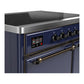 ILVE Majestic III 40-Inch Induction Range with 6 Induction Elements, 3.82 cu. ft. Oven, Mightnight Blue with Burnished Trim, Solid Door, UMDIB40QNR3MBB
