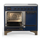 ILVE Majestic III 40-Inch Induction Range with 6 Induction Elements, 3.82 cu. ft. Oven, Mightnight Blue with Burnished Trim, Solid Door, UMDIB40QNR3MBB