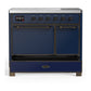 ILVE Majestic III 40-Inch Induction Range with 6 Induction Elements, 3.82 cu. ft. Oven, Mightnight Blue with Burnished Trim, Solid Door, UMDIB40QNR3MBB