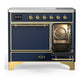 ILVE Majestic III 40-Inch Induction Range with 6 Induction Elements, 3.82 cu. ft. Oven, Mightnight Blue with Brass Trim, Solid Door, UMDIB40QNR3MBG