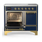 ILVE Majestic III 40-Inch Induction Range with 6 Induction Elements, 3.82 cu. ft. Oven, Mightnight Blue with Brass Trim, Solid Door, UMDIB40QNR3MBG
