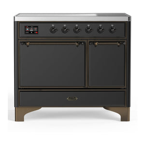 ILVE Majestic III 40-Inch Induction Range with 6 Induction Elements, 3.82 cu. ft. Oven, Matte Graphite with Burnished Trim, Solid Door, UMDIB40QNR3MGB