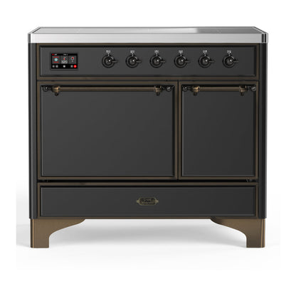 ILVE Majestic III 40-Inch Induction Range with 6 Induction Elements, 3.82 cu. ft. Oven, Matte Graphite with Burnished Trim, Solid Door, UMDIB40QNR3MGB