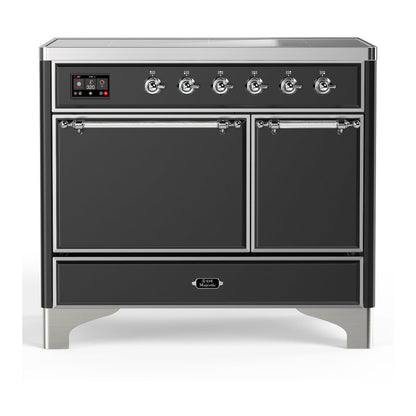 ILVE Majestic III 40-Inch Induction Range with 6 Induction Elements, 3.82 cu. ft. Oven, Matte Graphite with Chrome Trim, Solid Door, UMDIB40QNR3MGC
